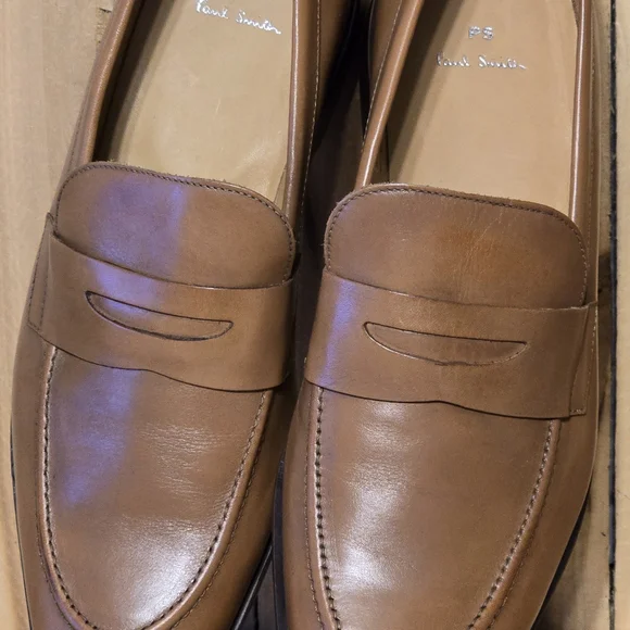 PAUL SMITH Mens Tan Brown Leather Penny Loafers UK 9 US 10 Dress Casual Shoes